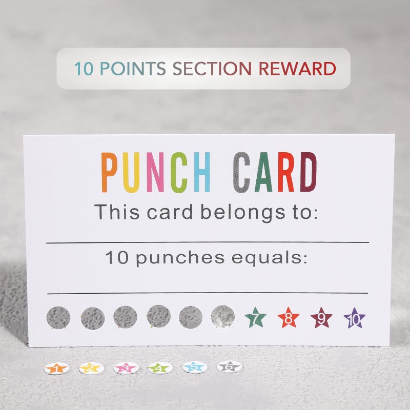ONEDONE Reward Punch Cards Pack of 200 with Hole Puncher Behavior Incentive Awards for Teachers Kids Students Home Classroom School Business Loyalty Card - 3.5"" x 2"" - Image 5